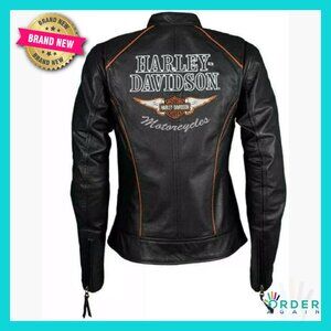 Classic Leather Motorcycle Jacket Fitted Biker Style with Side Laces